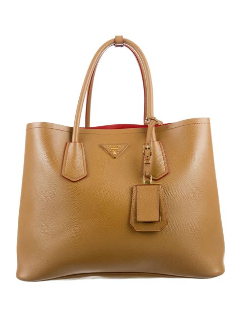 prada saffiano cuir leather tote caramel|Prada saffiano leather handbags.